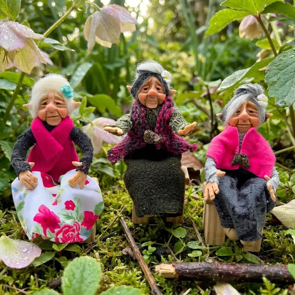 Duende Abuela - Sentada en banquito (17cm)