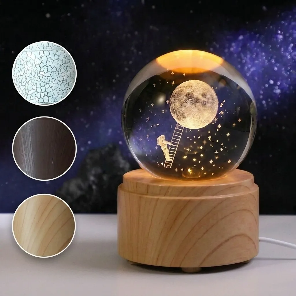 Lamp. Esfera GIRATORIA - Astronauta hacia la Luna (6cm)