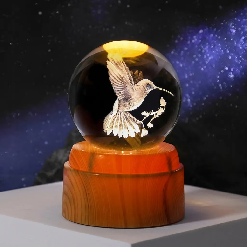 Lamp. Esfera de Vidrio GIRATORIA - Colibrí (6cm)