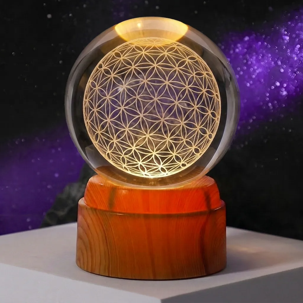 Lamp. Esfera de Vidrio GIRATORIA - Flor de la Vida (8cm)