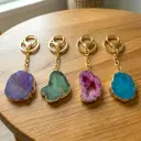 Llavero de Cristales Premium - Agata con Baño Dorado