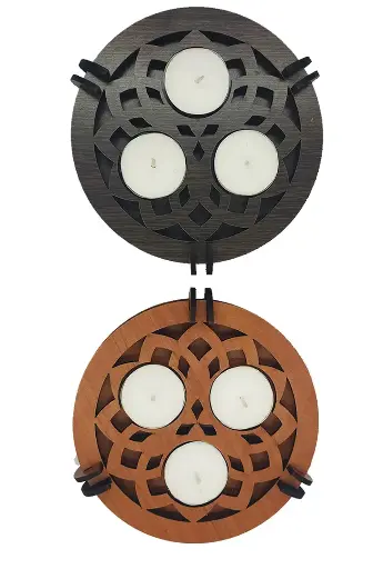 Portavela triple circular Wengue (sin velas)