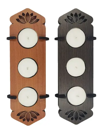 Portavela triple loto Wengue (sin velas)