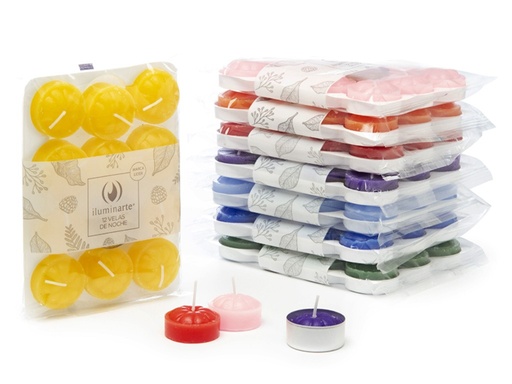 Velas de noche x12 de colores