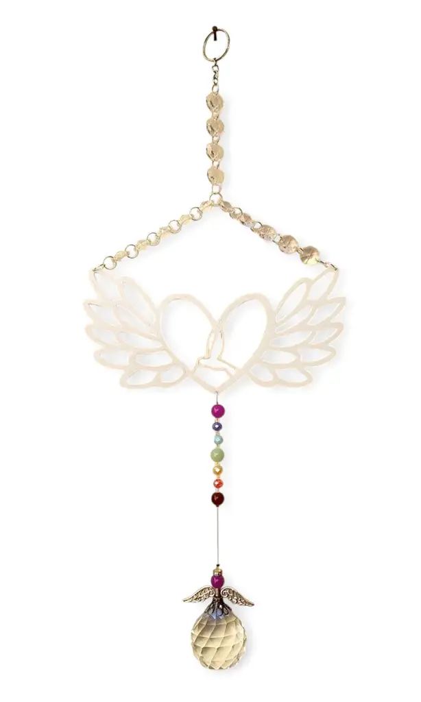 Corazon Alado grande con Colibri y Atrapasol - 42cm 