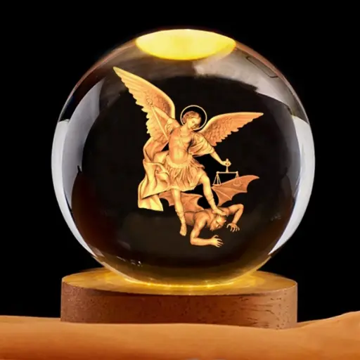 [IMP-132] Lampara Esfera de Vidrio - Arcángel Miguel (6cm)