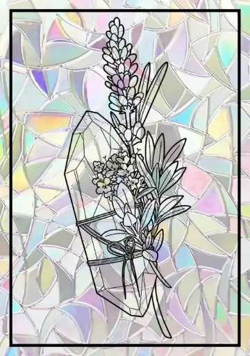 Sticker Suncatcher (Atrapasol) - 009. Cuarzo y hierbas