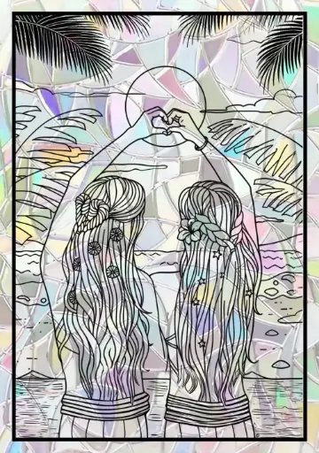 Sticker Suncatcher (Atrapasol) - 044. Amigas