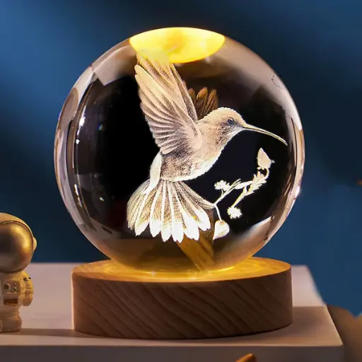 [IMP-135] Lampara Esfera de Vidrio - Colibrí (8cm) 