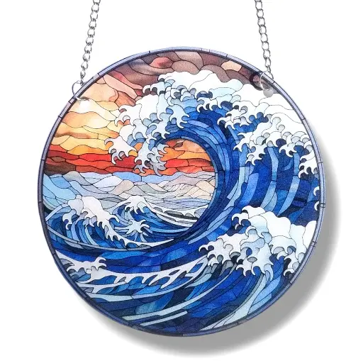[IMP-096] Colgante Plano de Acrílico 15cm - Olas de Mar
