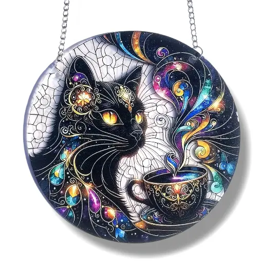 [IMP-093] Colgante Plano de Acrílico 15cm - Gato Mágico