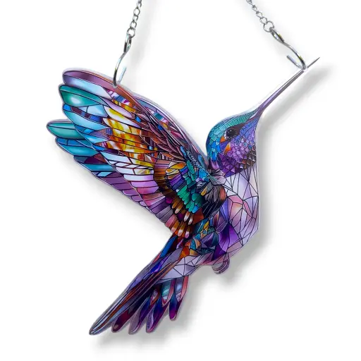 [IMP-253] Colgante Plano de Acrílico - Colibri Geométrico  (20x20cm)