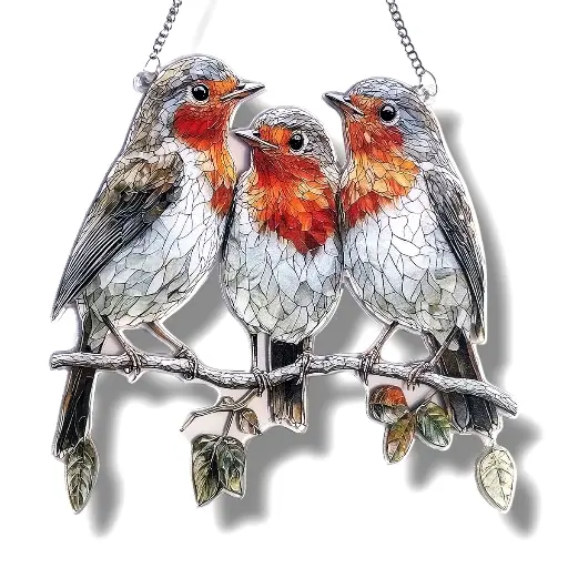 [IMP-099] Colgante Plano de Acrílico - 3 Pájaros (22x20cm)