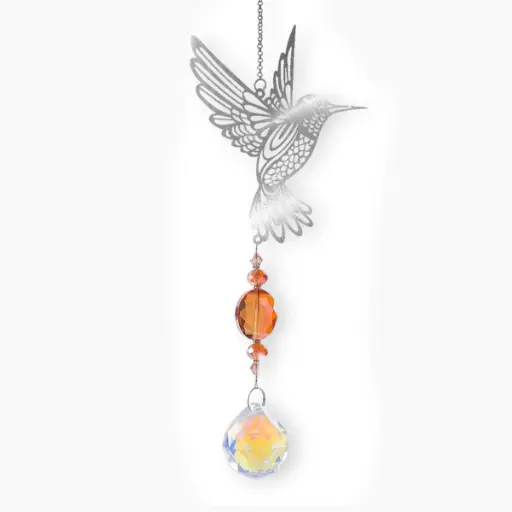 [IMP-216] Colgante Atrapasol de Acero Inox. - Colibri (30x9cm)