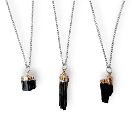 [IMP-107] Dije Pequeño Turmalina con baño dorado (+ cadena)