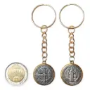 PROMO X10 - Llavero Medalla San Benito Borde Dorado (Mediano) (2x8cm)