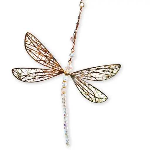 [IMP-204] Colgante - Libélula alas doradas (25x14cm)