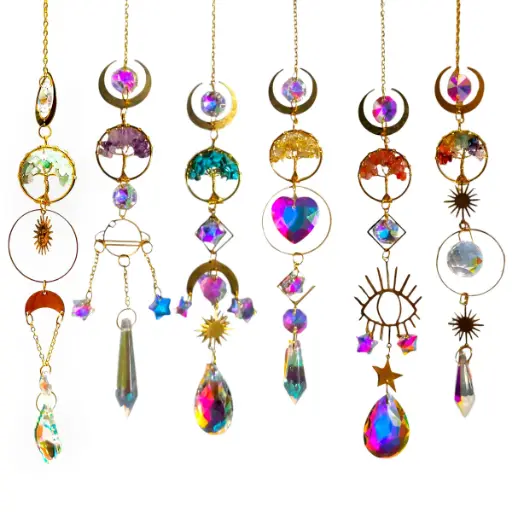 [IMP-203] Colgante de Cristales - Tira atrapasol con arbolito (40x3cm) 