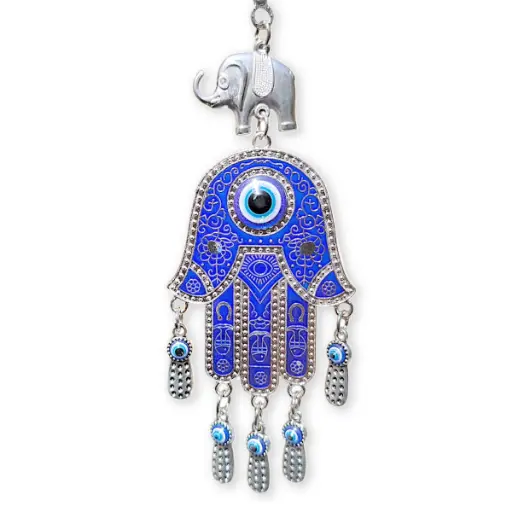 [IMP-205] Colgante - Mano Fátima Mediana con elefante (16x6cm)