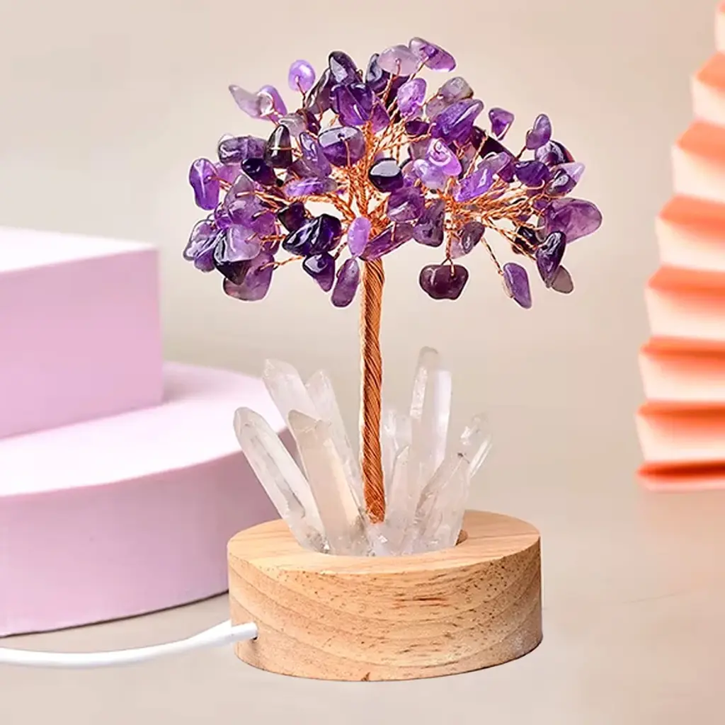[IMP-210] Lampara de Cristales - Árbol de Amatista (11x6cm)