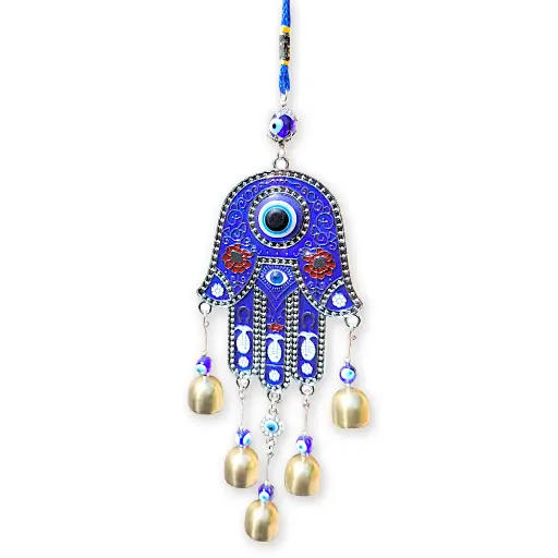 [IMP-206] Colgante - Mano Fátima Grande con campanitas (33x9cm)