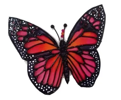 Liquidación - Colgante Falso Vitraux 17cm Mariposa (Roja o verde)