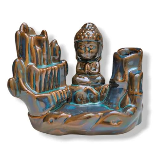 [ONC-099] Cascada de humo Cerámica Buda en la montaña (12x9cm)
