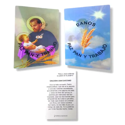 Promo x10 - Estampita Holográfica - San Cayetano (8cm)