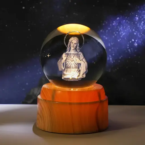 Lampara Esfera de Vidrio GIRATORIA - Virgen María (6cm)