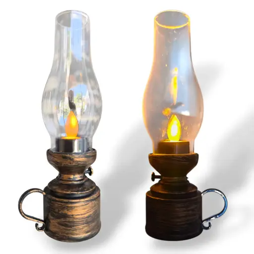 Vela Decorativa - Lámpara de Aceite con Llama móvil 18x5cm (Pilas incluídas)
