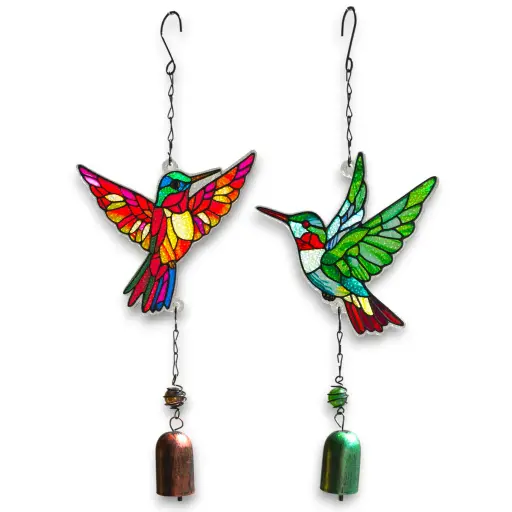 [ONC-103] Colgante de vidrio Colibri con Campanita (35x15cm)