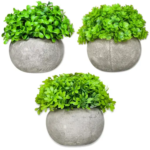 Maceta Cemento Hojas Verdes (12x12)