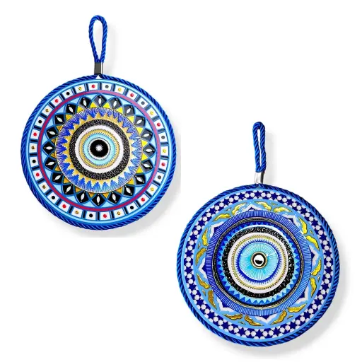 Colgante - Mandala Ojo Turco Cerámica con Relieve (17cm) 